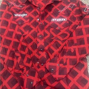 Wrangler PBR Red and Black Patterned Men's Shirt